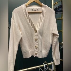 LOFT Women's Ivory Button-Up Cardigan